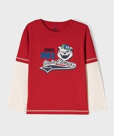 GEMO Tee-shirt manches longues effet 2-en-1 imprimé garçon - Camps United rouge standard