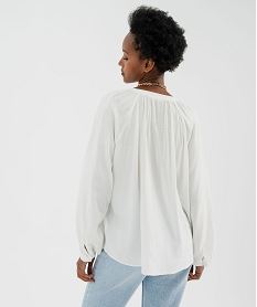 blouse manches longues en viscose unie a col rond boutonne femme beige chemisiersI840501_3