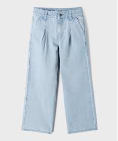 GEMO Jean wide leg à pinces avec taille ajustable fille Bleu