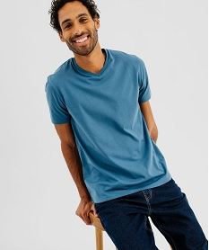 GEMO Tee-shirt à manches courtes et col V homme Bleu