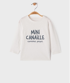 GEMO Tee-shirt manches longues à message bébé garçon Blanc