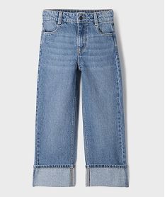 jean straight a taille reglable en denim 100 coton fille bleu vif jeansI848801_2