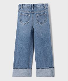 jean straight a taille reglable en denim 100 coton fille bleu vif jeansI848801_4