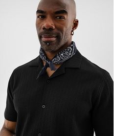 chemise manches courtes en maille fantaisie avec col cubain homme noir standard chemise manches courtesI849801_2