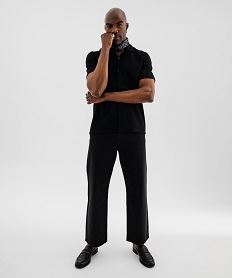 chemise manches courtes en maille fantaisie avec col cubain homme noir standard chemise manches courtesI849801_4