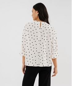 blouse manches 34 en maille fluide a pois femme beige blousesI852201_3