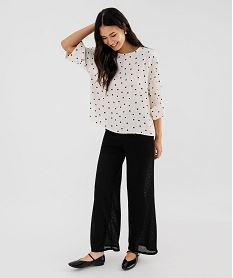 blouse manches 34 en maille fluide a pois femme beige blousesI852201_4
