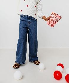 GEMO Jean wide leg taille ajustable fille bleu standard