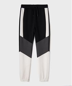 GEMO Pantalon de jogging tricolore avec taille ajustable garçon noir standard