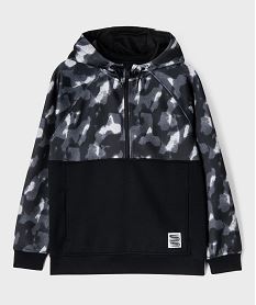 GEMO Sweat à capuche avec col zippé garçon noir standard