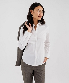 GEMO Chemise unie coupe cintrée femme blanc standard
