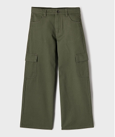 GEMO Pantalon cargo large en coton uni fille kaki standard
