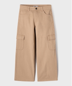 GEMO Pantalon cargo large en coton uni fille beige standard