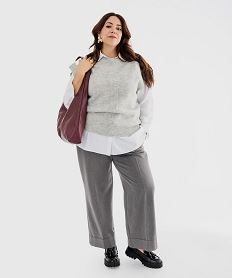 GEMO Pull sans manches avec maille ajourée sur l’avant femme grande taille gris standard