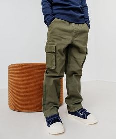 GEMO Pantalon cargo avec taille élastique garçon kaki standard