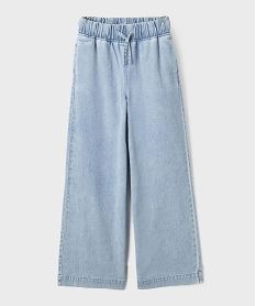 GEMO Jean large délavé à taille élastiquée fille Bleu