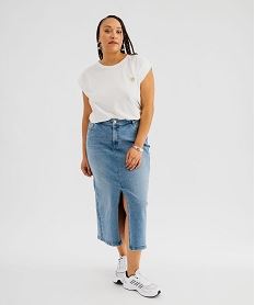 jupe longue en jean fendue sur l’avant femme grande taille bleuI859501_4