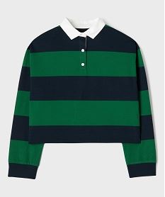 polo manches longues a rayures coupe courte fille vert tee-shirtsI859701_2