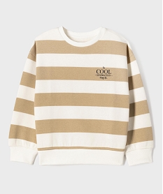 GEMO Sweat à rayures avec inscription poitrine garçon beige standard