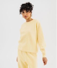 GEMO Sweat à col rond en molleton uni femme jaune standard