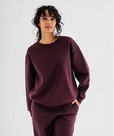 GEMO Sweat à col rond en molleton uni femme Rouge