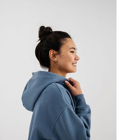 GEMO Sweat à capuche en molleton uni femme bleu standard