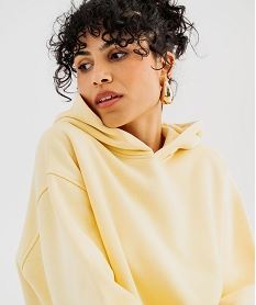 sweat a capuche en molleton uni femme jaune standard sweatsI866001_2