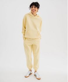 sweat a capuche en molleton uni femme jaune standard sweatsI866001_4