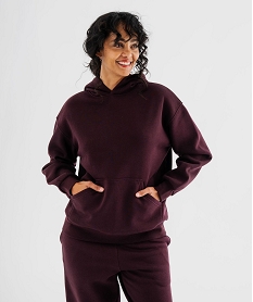 GEMO Sweat à capuche en molleton uni femme Rouge