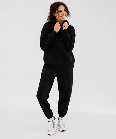 GEMO Sweat à capuche en molleton uni femme noir standard