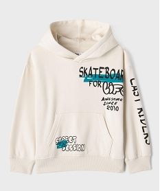GEMO Sweat à capuche avec inscriptions skate garçon Beige