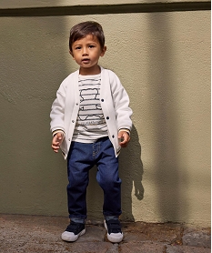 GEMO Tee-shirt manches longues à rayures et motif ourson bébé garçon - LuluCastagnette Blanc