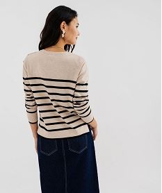 pull fin a larges rayures avec boutons sur l’epaule femme beige pullsI871701_3