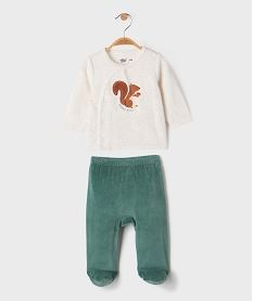 pyjama 2 pieces en velours avec motif ecureuil bebe beigeI873901_2