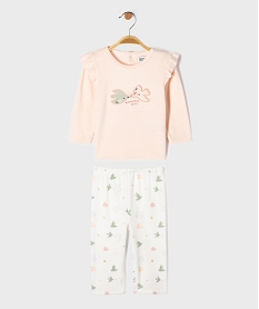 GEMO Pyjama 2 pièces en velours motifs oiseaux bébé fille Rose