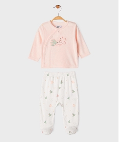 GEMO Pyjama 2 pièces en velours à motifs oiseaux bébé fille rose standard