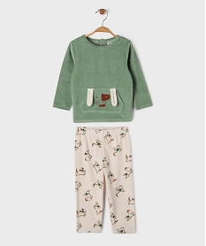 GEMO Pyjama en velours 2 pièces imprimées bébé Vert