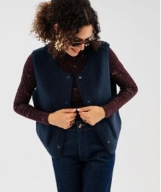 GEMO Veste sans manches en maille sherpa femme Bleu