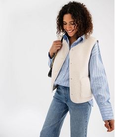 GEMO Veste sans manches en maille sherpa femme Beige