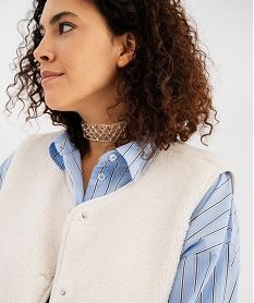 veste sans manches en maille sherpa femme beige vestesI876501_2