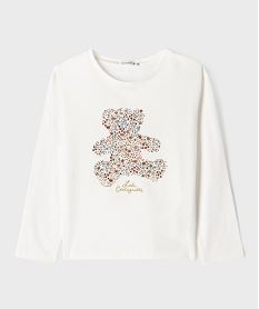 tee-shirt manches longues en coton imprime fille - lulucastagnette blanc tee-shirtsI877701_2