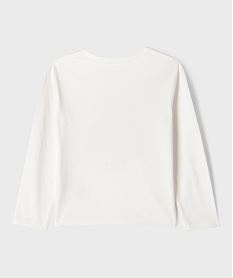 tee-shirt manches longues en coton imprime fille - lulucastagnette blanc tee-shirtsI877701_4