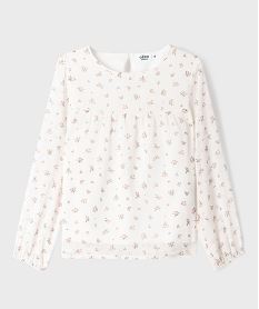 GEMO Blouse en voile à manches longues fille Blanc