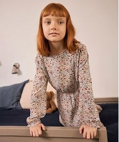 GEMO Robe à manches longues à motifs fleuris fille - LuluCastagnette Blanc