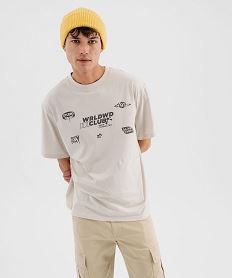 GEMO Tee-shirt manches courtes oversize à motif urbain homme Beige