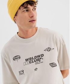 tee-shirt manches courtes oversize a motif urbain homme beige tee-shirtsI879501_2