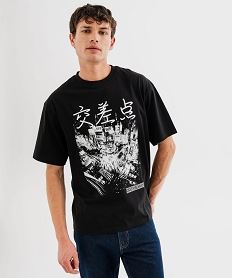 GEMO Tee-shirt manches courtes oversize à motif urbain homme noir vif