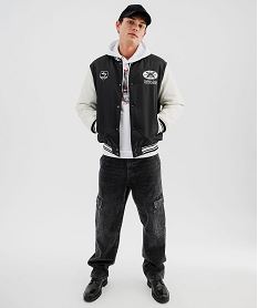 sweat a capuche en molleton imprime homme blanc standard sweatsI880901_4