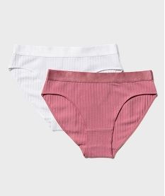 GEMO Culottes en maille côtelée avec ceinture irisée fille (lot de 2) Rose