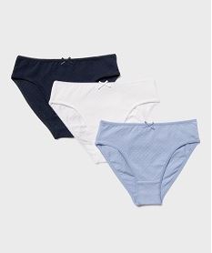 GEMO Culottes en coton stretch en maille fantaisie (lot de 3) - LuluCastagnette Bleu